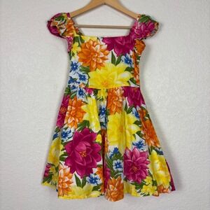 Janie And Jack Girls Dress SZ 10 Bright Floral Fit Flare Easter Spring Party